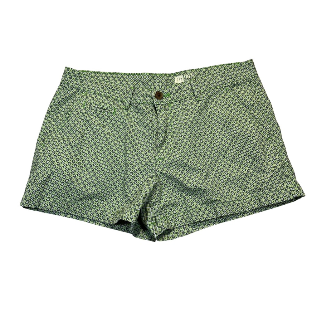 Gap Summer Printed Shorts Womens 6 Green Geometric Diamond Preppy Cotton‎